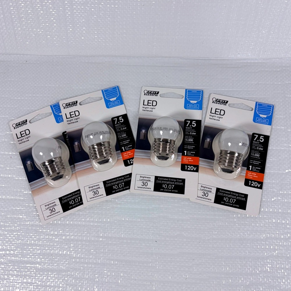 4 Pack Feit Electric S11 LED Night Light Bulb 7.5W Replacement 2700K Soft White